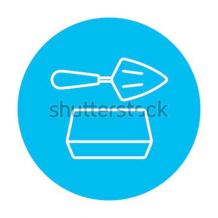 Spatula with brick line icon. Stock photo © RAStudio