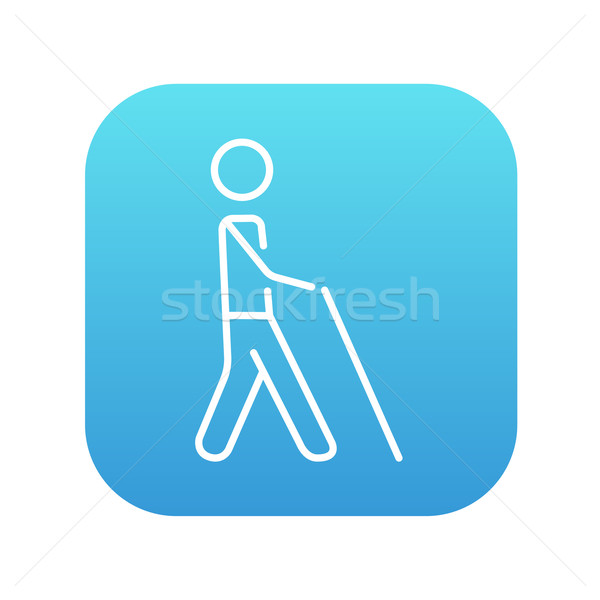 Blinde man stick lijn icon lopen Stockfoto © RAStudio