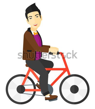 Stock fotó: Nő · lovaglás · bicikli · ázsiai · boldog · vektor