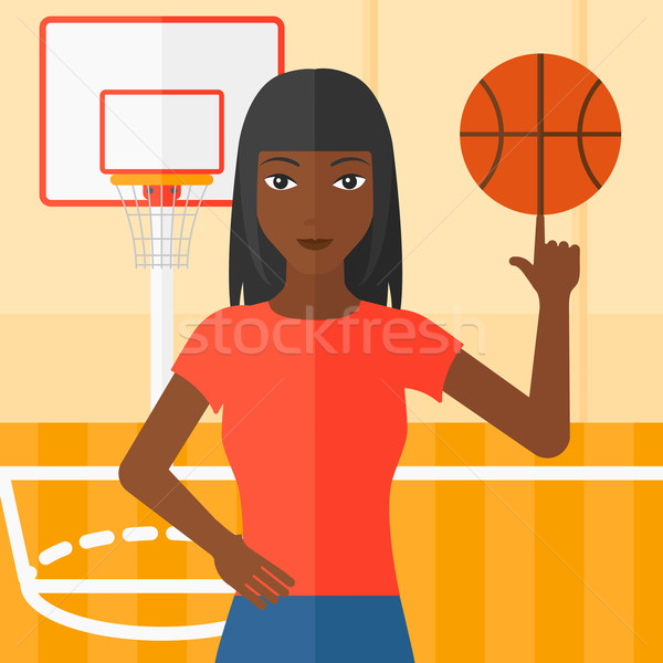 Bal vrouw basketbal vinger basketbalveld Stockfoto © RAStudio