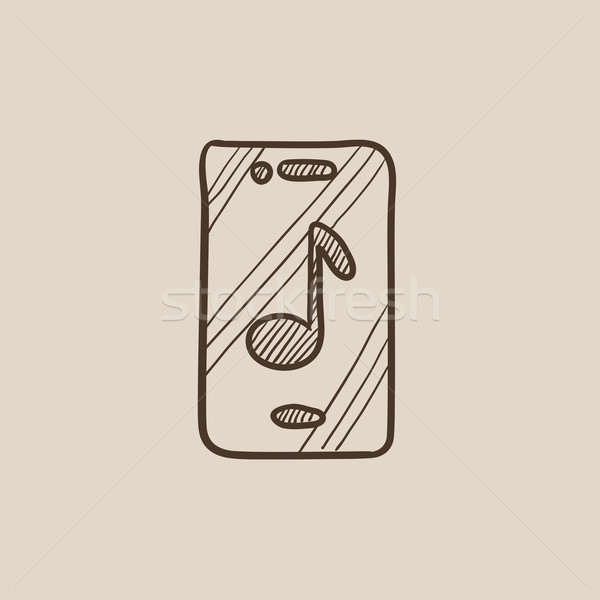 Phone with musical note sketch icon. Stock photo © RAStudio