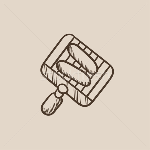 Grilled sausages on grate for barbecue sketch icon. Stock photo © RAStudio