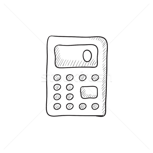 Calculator schets icon vector geïsoleerd Stockfoto © RAStudio
