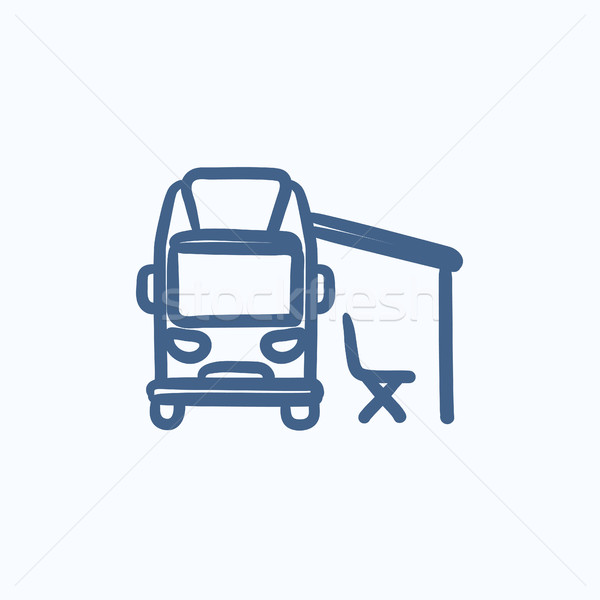 Motorhome with tent sketch icon. Stock photo © RAStudio