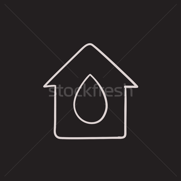 House with water drop sketch icon. Stock photo © RAStudio
