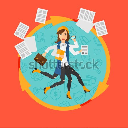 Woman coping with multitasking vector illustration Stock photo © RAStudio