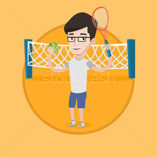 Male tennis player vector illustration. Stock photo © RAStudio