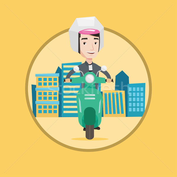 Man riding scooter in the city vector illustration Stock photo © RAStudio