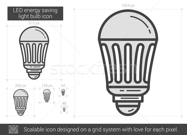 LED energy saving light bulb line icon. Stock photo © RAStudio