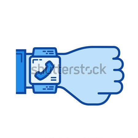 Stock photo: Wristwatch phone line icon.