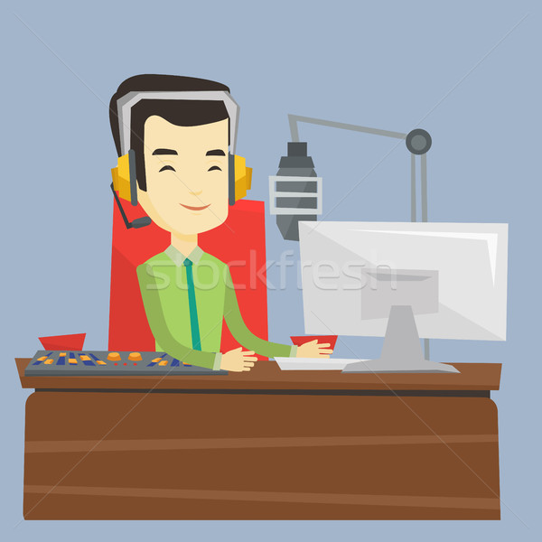 Asian dj working on the radio vector illustration Stock photo © RAStudio