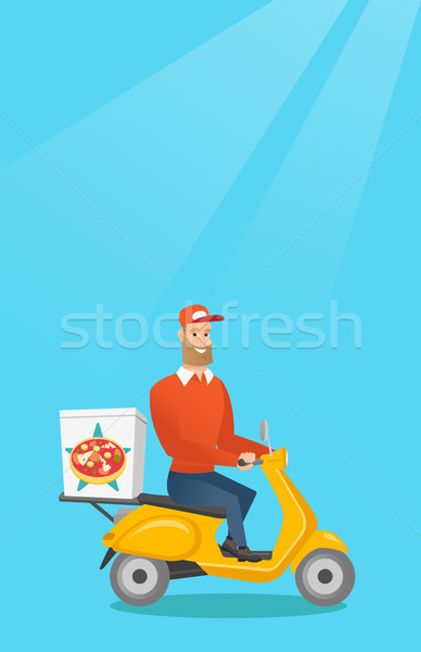 Foto stock: Hombre · pizza · joven · mensajero · conducción