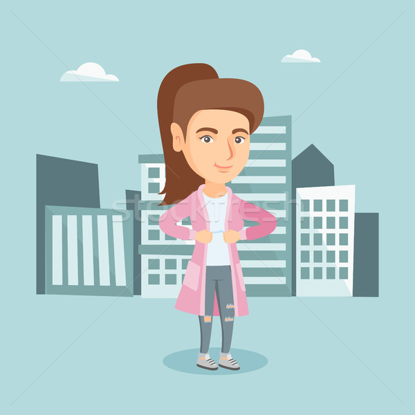 Business woman opening her jacket like superhero. Stock photo © RAStudio