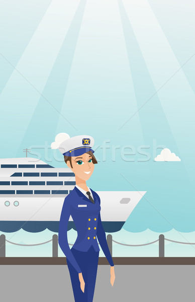 Caucasian ship captain in uniform at the port. Stock photo © RAStudio