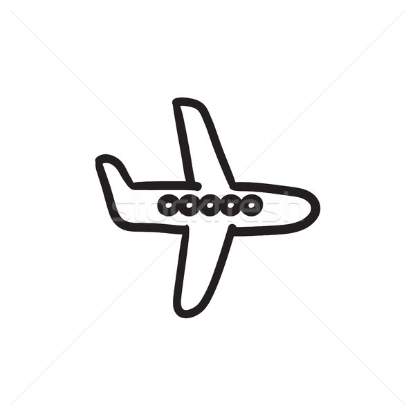 Stock photo: Flying airplane sketch icon.