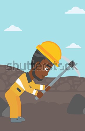 Miner working with pickaxe vector illustration. Stock photo © RAStudio
