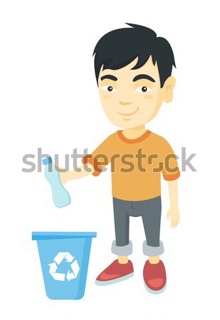 Boy throwing plastic bottle in recycle bin. Stock photo © RAStudio