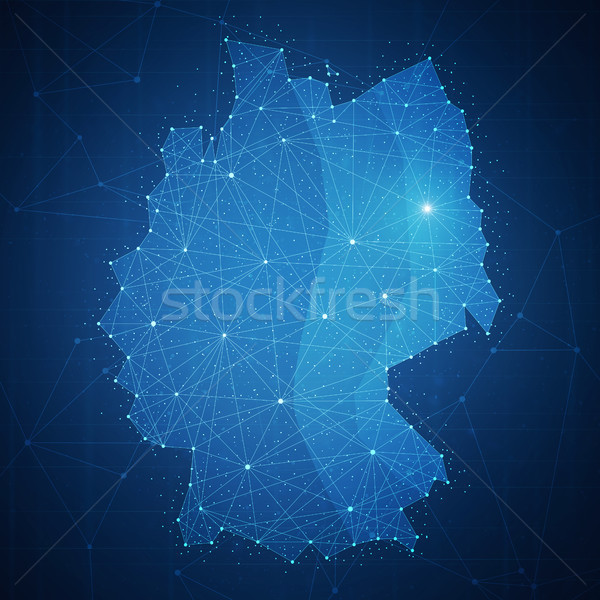 Polygon Germany map on blockchain hud banner. Stock photo © RAStudio