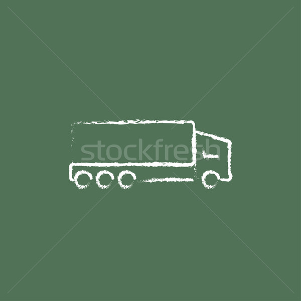 Lieferwagen Symbol gezeichnet Kreide Hand gezeichnet Tafel Stock foto © RAStudio