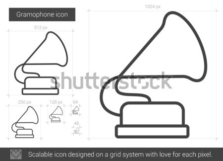 Gramofon linie icoană web mobil infografica Imagine de stoc © RAStudio