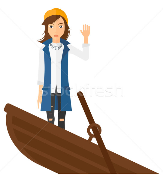 Business woman standing in sinking boat. Stock photo © RAStudio