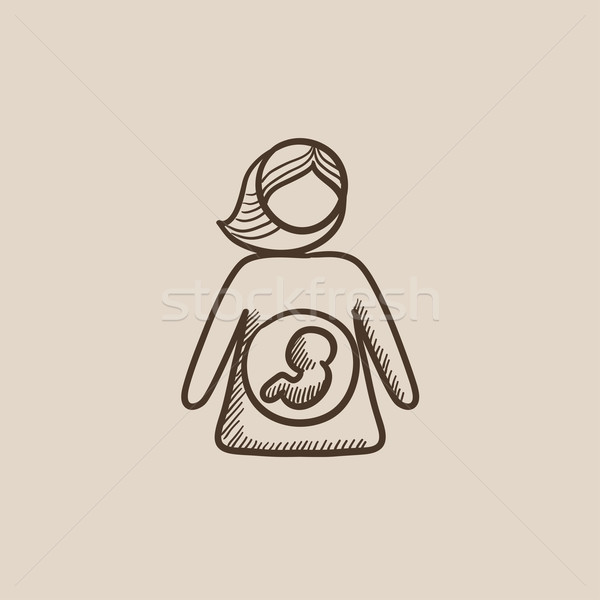 Bebê feto mãe útero esboço ícone Foto stock © RAStudio