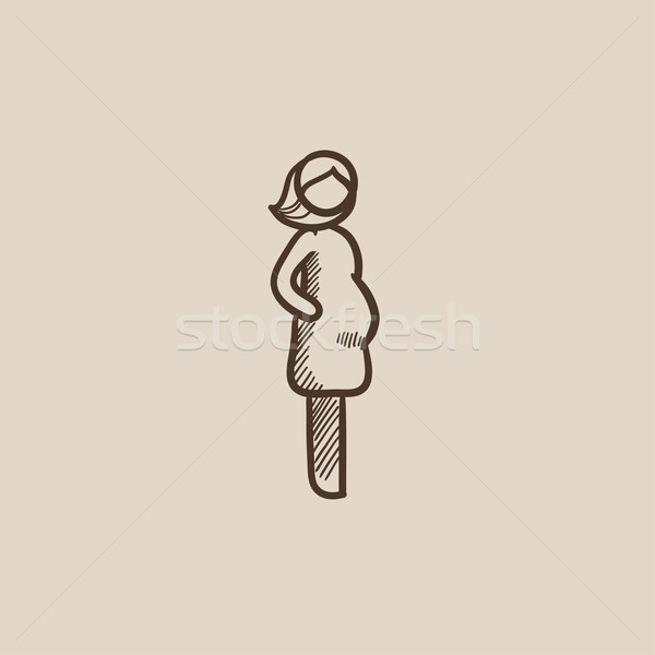 Stock fotó: Terhes · nő · rajz · ikon · háló · mobil · infografika
