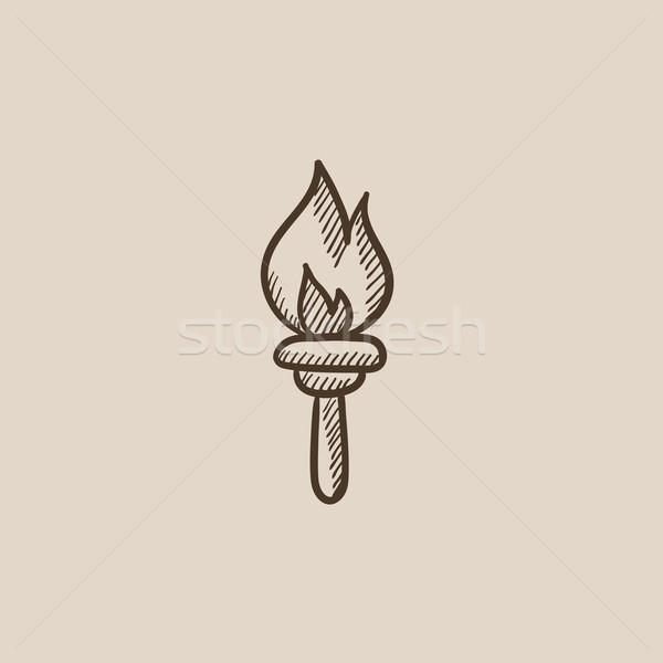 Burning olympic torch sketch icon. Stock photo © RAStudio