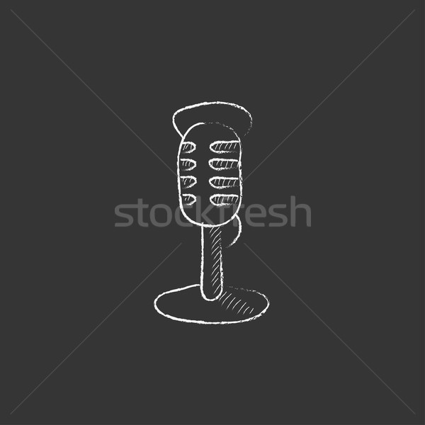 Retro microphone. Drawn in chalk icon. Stock photo © RAStudio