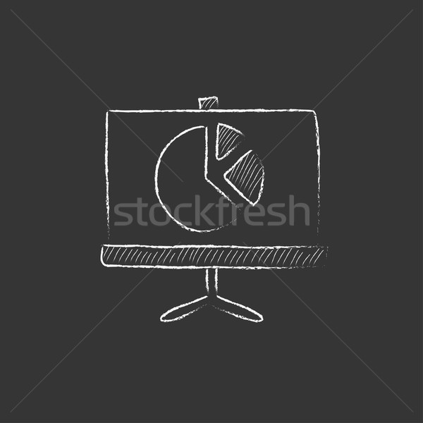 Roller screen with the pie chart. Drawn in chalk icon. Stock photo © RAStudio