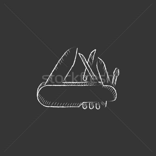 Multipurpose knife. Drawn in chalk icon. Stock photo © RAStudio