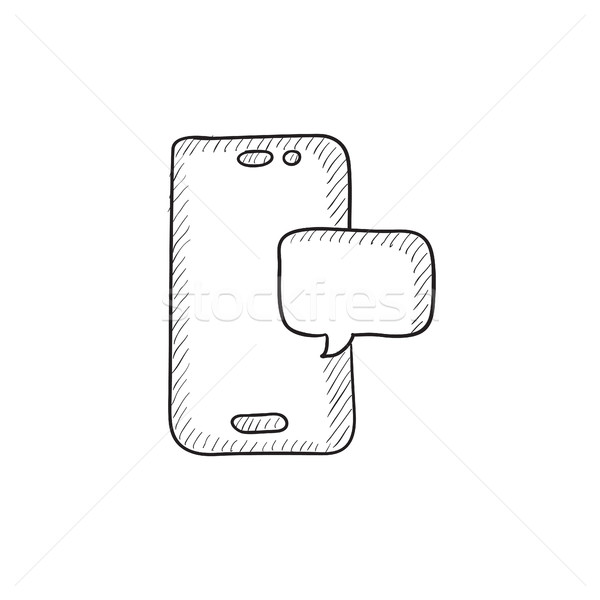 Touch screen phone with message sketch icon. Stock photo © RAStudio