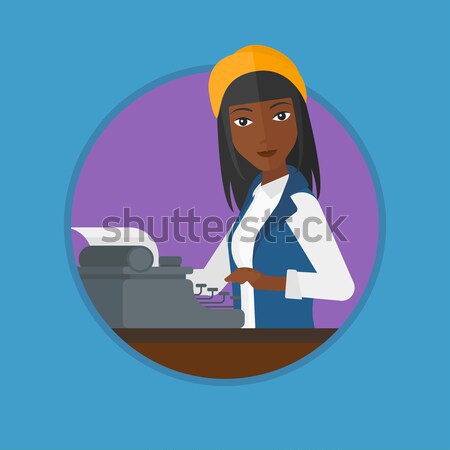 Woman cooking meat on barbecue vector illustration Stock photo © RAStudio