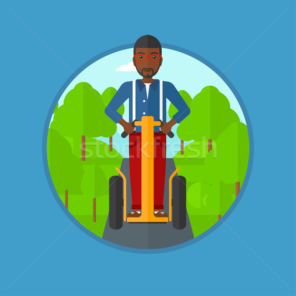 Man driving electric scooter vector illustration. Stock photo © RAStudio
