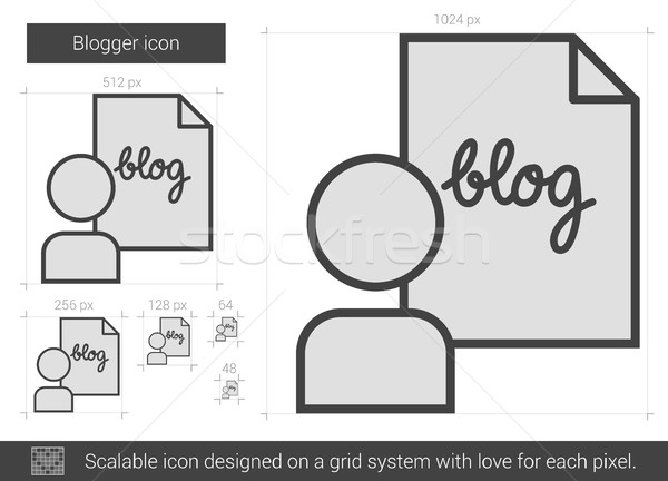 Blogger lijn icon vector geïsoleerd witte Stockfoto © RAStudio