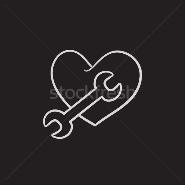 Hart sleutel schets icon vector geïsoleerd Stockfoto © RAStudio