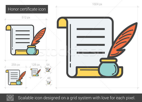 Stockfoto: Eren · certificaat · lijn · icon · vector · geïsoleerd