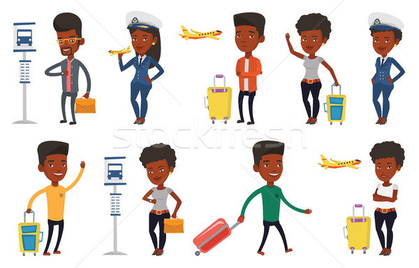 Transportation vector set with people traveling. Stock photo © RAStudio