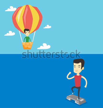 Business woman hanging on balloon. Stock photo © RAStudio