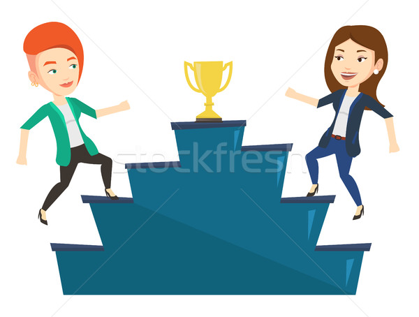 Két nő versenyző üzlet díj kettő üzletasszonyok Stock fotó © RAStudio