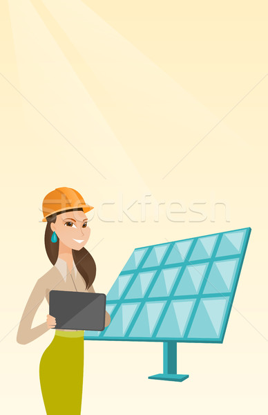Stock foto: Weiblichen · Arbeitnehmer · Anlage · Ingenieur · arbeiten