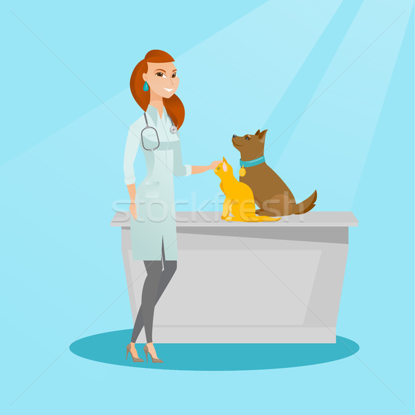 Veterinarian examining dogs vector illustration. Stock photo © RAStudio