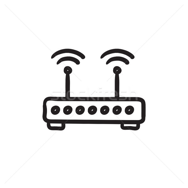 Wireless Router Skizze Symbol Vektor isoliert Stock foto © RAStudio