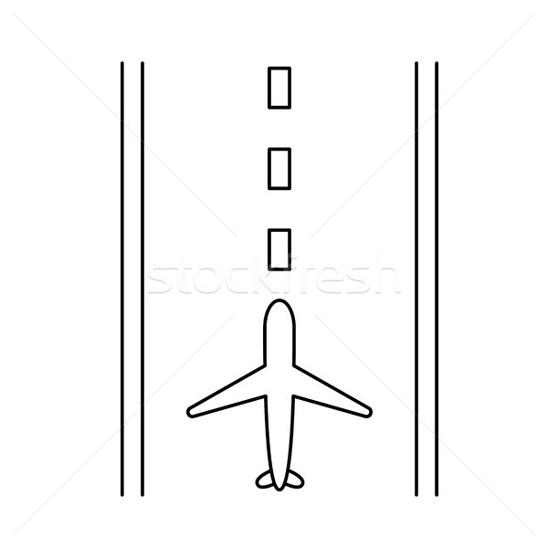 Aéroport piste ligne icône isolé blanche [[stock_photo]] © RAStudio