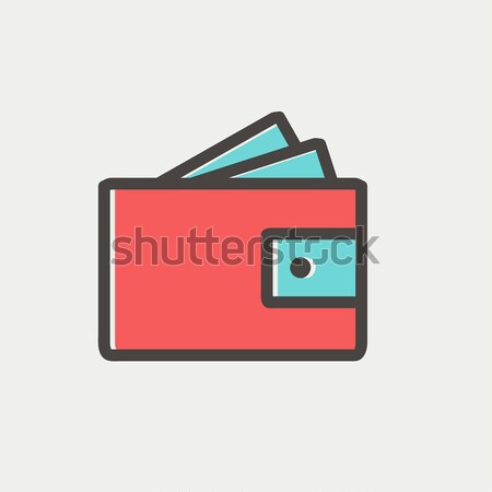 Wallet with money and credit card thin line icon Stock photo © RAStudio