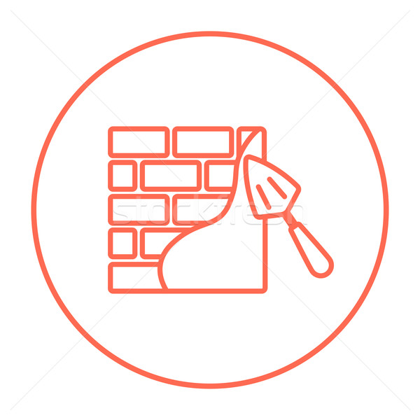 Spatula with brickwall line icon. Stock photo © RAStudio