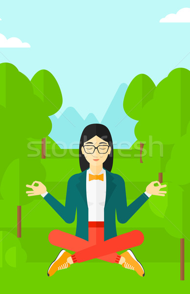 Mujer de negocios meditando loto plantean Asia parque Foto stock © RAStudio