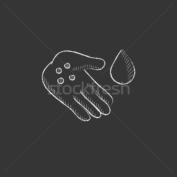 Hand with microbes. Drawn in chalk icon. Stock photo © RAStudio