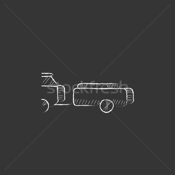 Car with trailer. Drawn in chalk icon. Stock photo © RAStudio