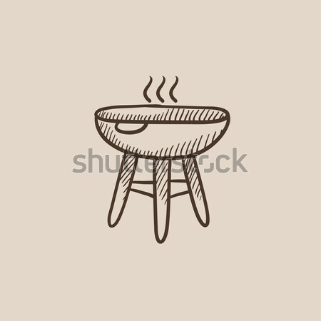 Bouilloire barbecue croquis icône vecteur isolé Photo stock © RAStudio